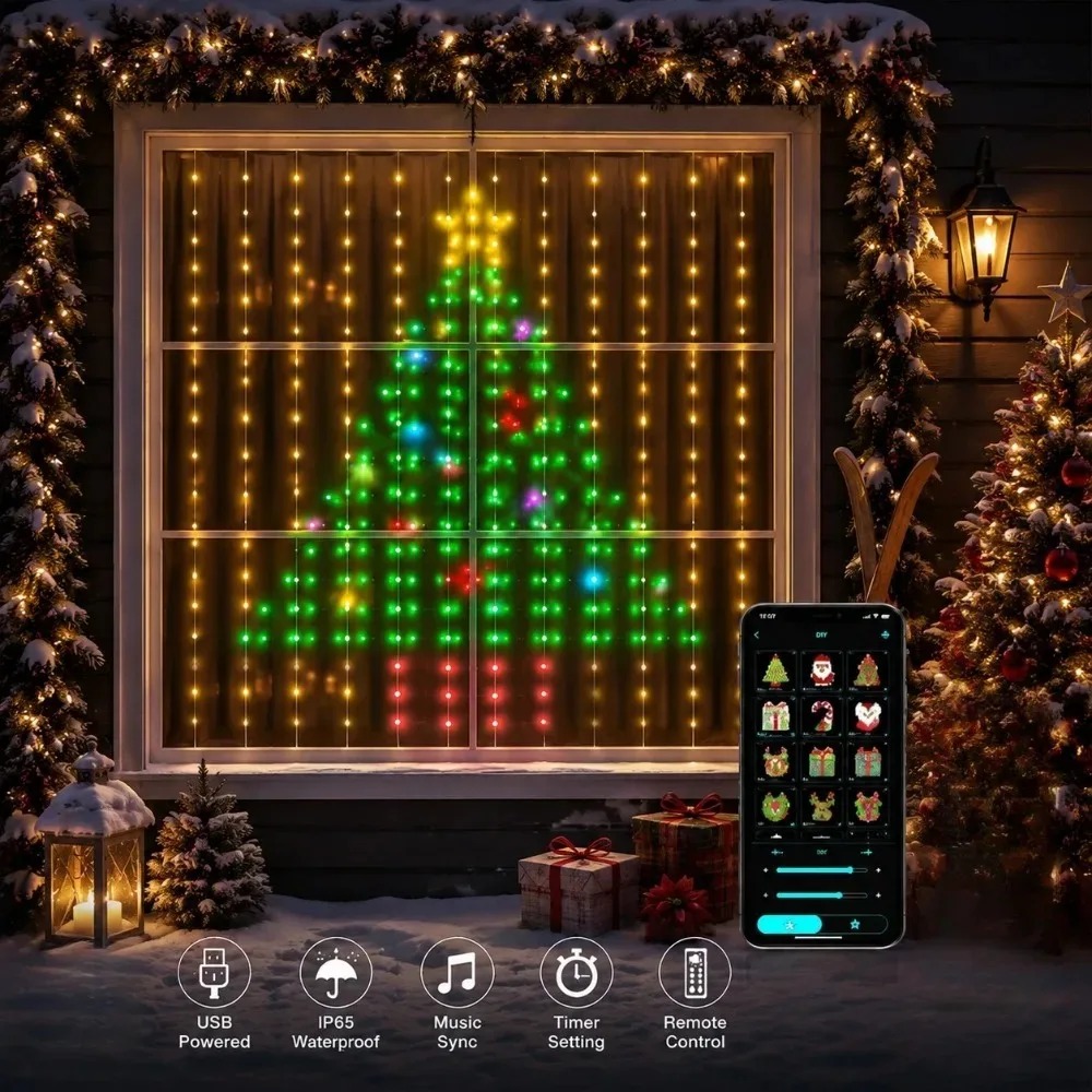 Luci a Tenda LED per Natale, C - Lighting Christmas Decor recensione e prezzo